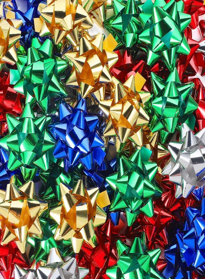 Extrapins 75pcs Metallic Christmas Bows - Assorted Self-Adhesive Wrap Bows for Gifts & Wreaths - 5 Holiday Colors - Image 1